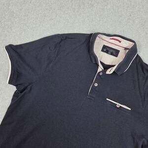 Ted Baker London Derry XL Navy Flat Knit Pocket Polo Shirt